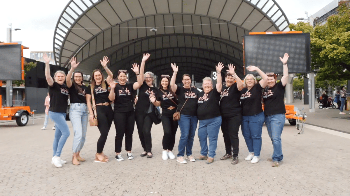 Excited group arrives at Sydney Olympic Park for a concert